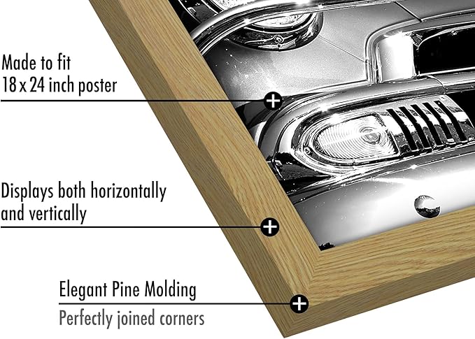 Americanflat 18x24 Poster Frame with Polished Plexiglass - Wide Picture Frames Made of Engineered Wood for Vertical or Horizontal Wall Display - Epic Collection - Pine