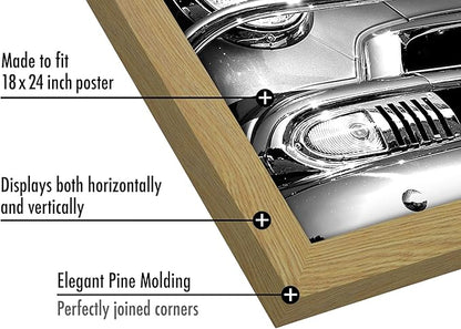 Americanflat 18x24 Poster Frame with Polished Plexiglass - Wide Picture Frames Made of Engineered Wood for Vertical or Horizontal Wall Display - Epic Collection - Pine