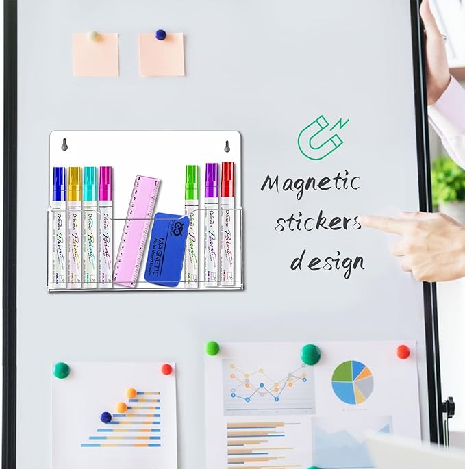 ZHIDIAN Magnetic Wall File Organizer - Clear Acrylic Hanging File Holder, Wall Mount Folder Mail Document Magazine Holder for Office, Fridge, Whiteboard, 2Pack