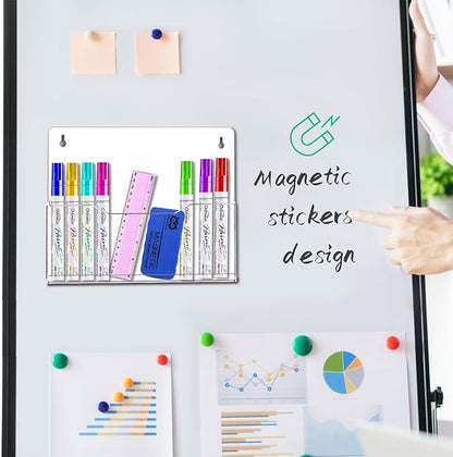 ZHIDIAN Magnetic Wall File Organizer - Clear Acrylic Hanging File Holder, Wall Mount Folder Mail Document Magazine Holder for Office, Fridge, Whiteboard, 2Pack