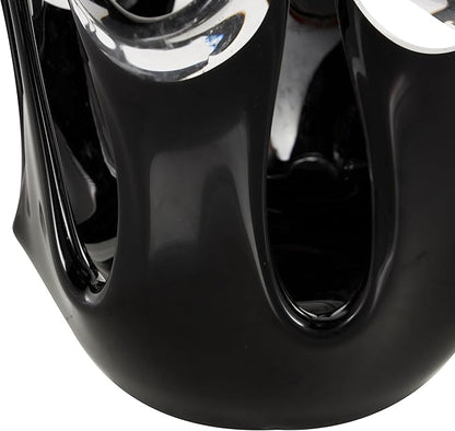Deco 79 Glass Abstract Decorative Vase Centerpiece Vase with Wavy Oval Cutouts, Flower Vase for Home Decoration 8" x 9" x 11", Black