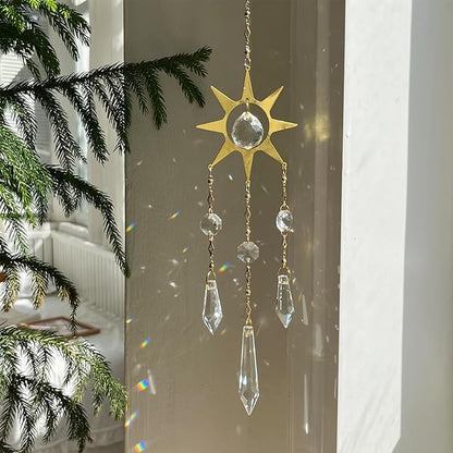 Prism Sun Catchers Hanging Indoor Window Crystal Rainbow Maker Celestial Suncatchers Sparkling