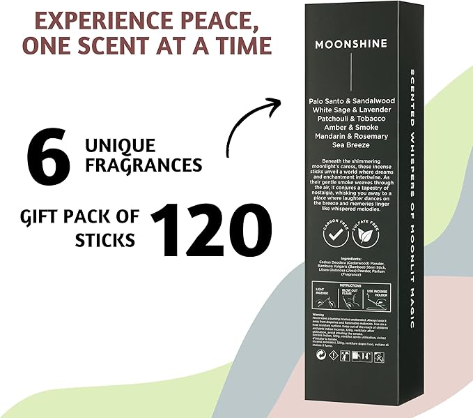 Folkulture Incense Sticks (120 Sticks) | Set of 6 Premium Incense For Home Cleansing, Aromatherapy, Gifts | No Charcoal, Organic, Non Toxic, 45 Mins, Long Burning Palo Santo, Sandalwood Insence-Sticks