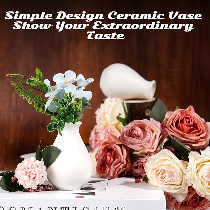 15 Pack White Ceramic Bud Vases Bulk, 3.9 Inch Premium Boho Small Flower Vases White Ceramic Vases for Centerpieces for Pampas Garss Dry Flowers Home Wedding Table Decor
