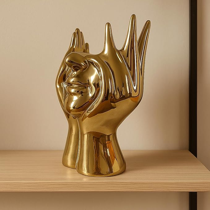 Face Vase Unique Ceramic Vase for Room,Office,Home Decor,Gold,C