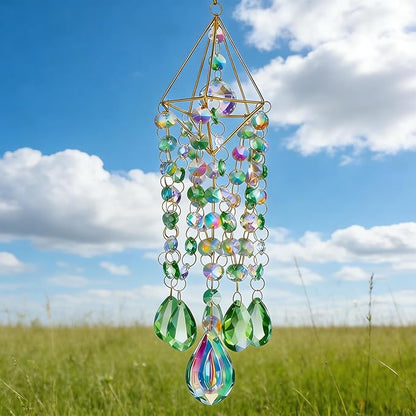 Sun Catcher Crystals for Window Hanging, Rainbow Prism Sun Catcher with Crystal Prisms, Hanging Crystal Suncatchers Indoor Window Decor, Window Suncatcher Light Catcher
