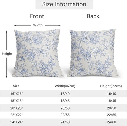 White Blue Chinoiserie Pillow Covers 16x16 Set of 2 Decorations Vintage Floral Throw Pillow Covers Boho Decor Rustic Pillowcases Farmhouse Pattern Soft Cozy for Sofa Bed Chair Home Decorative