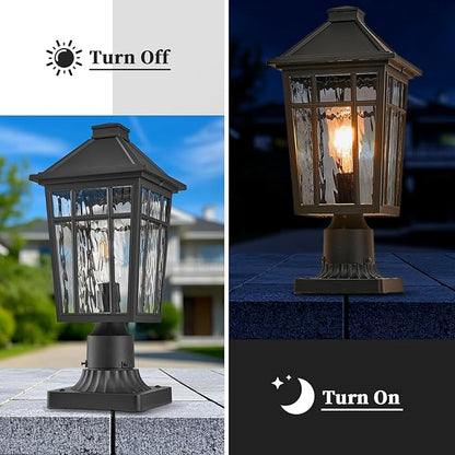 Lamp Post Outdoor Lighting 16.5 Inch Black Outdoor Post Lights Waterproof Aluminum Pole Lantern for Garden Patio Pathway E26 Socket