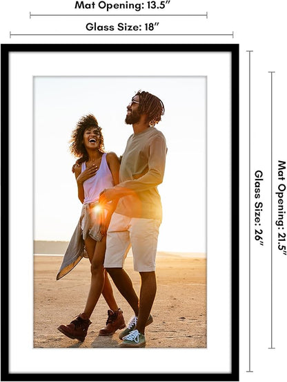 Americanflat 18x26 Poster Frame with Polished Plexiglass - Use as 14x22 Frame with Mat or Display 18x26 Photo Without Mat - Streamline Collection - Thin Border Picture Frames for Wall - Black