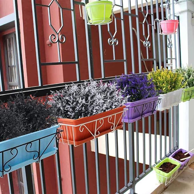RECUTMS 8 Bundles Artificial Flowers Outdoor UV Resistant Fake Flowers Fake Outside Plants Plastic Outdoor Flowers for No Fade Faux Plastic Plants Garden Porch Window Box Décor(Black+White)