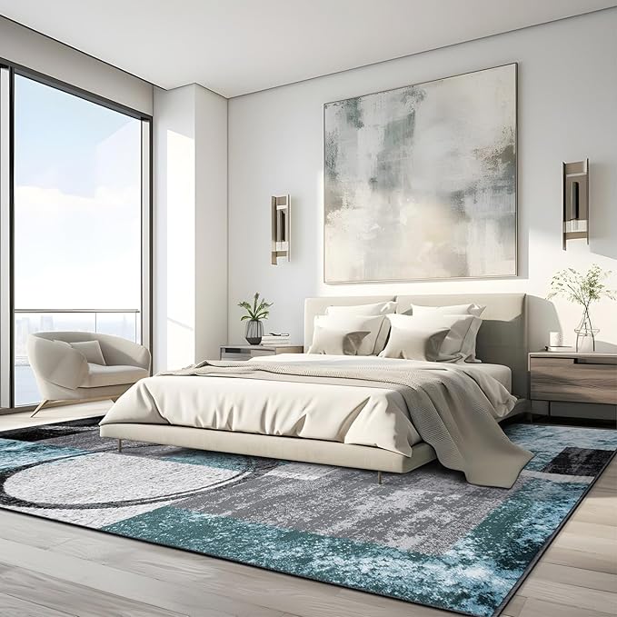 Rugshop Contemporary Circle Design Area Rug, Fade-Resistant Carpet for Living Room, Bedroom, or Dining Room, Gray, 12' x 15'