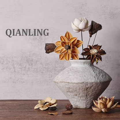 Wabi Sabi Vintage Vase, 6.1" Tall Wabi Sabi Decor Rustic Farmhouse Pottery Vase for Centerpiece, White Textured Pottery Flower Vase for Home Decorative, Table, Living Room, Bedroom, Bathroom, Kitchen