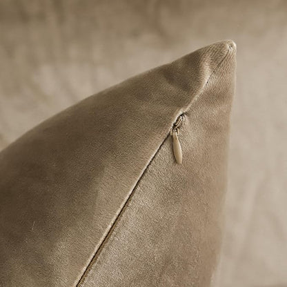 Artscope Luxury Velvet Pillow Covers Decorative Square Pillowcases Soft Solid Cushion Cases for Couch Sofa Bedroom Home Decor 18x18 Inch Golden Brown