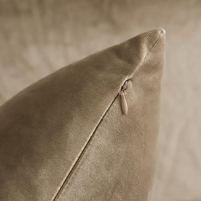 Artscope Luxury Velvet Pillow Covers Decorative Square Pillowcases Soft Solid Cushion Cases for Couch Sofa Bedroom Home Decor 16x16 Inch Golden Brown