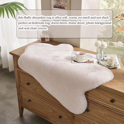 1700GSM Fuzzy Faux Sheepskin Fur Area Rug,Extra Soft Faux Fur Mat,Fluffy Shaggy Fur Rug for Bedroom Living Bedside Rug Room Decor-Ivory White, 4 x 6 ft
