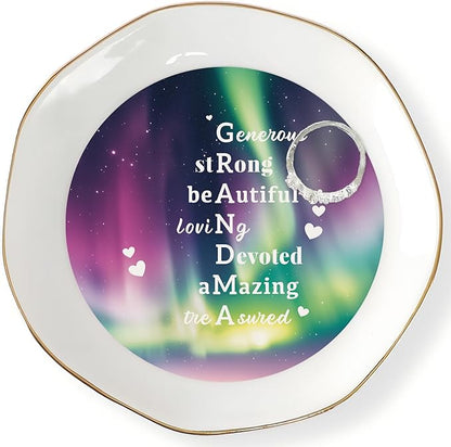 HOME SMILE Mother's Day Gifts for Nana From Grandkids Unique - I Love You Grandma Jewelry Ring Dish Tray with Dynamic Pattern Shifts for Grandmother