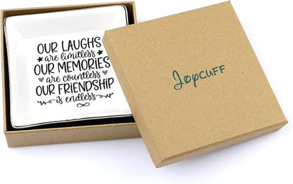 JoycuFF Friendship Gifts for Women Friends Ceramic Trinket Dish Tray Ring Earring Holders Unique Birthday Thanksgiving Day Mother's Day Christmas Gifts for Her