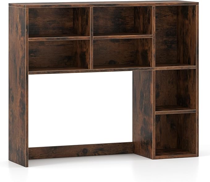 Desk Hutch, Desktop Organizer with 7 Cubes & 3 Adjustable Shelves, 3 Tier Wooden Display Rack, 37” Counter Top Bookshelf for Dorm, College, Home Office, Hutch Top Only