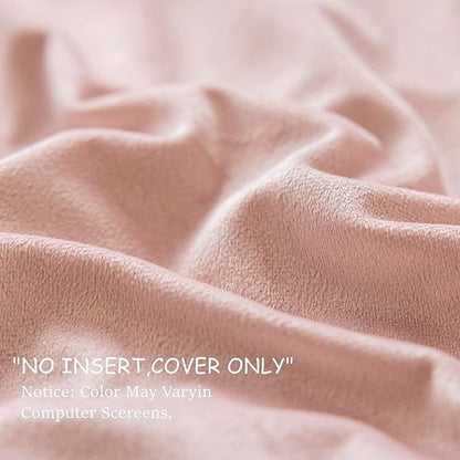 LIGICKY Pink and Cream White Velvet Throw Pillow Covers 18x18 inch, Set of 2 Modern Double-Sided Design, Soft Square Decorative Cushion Cases with Grey Rope Edging for Home Decor