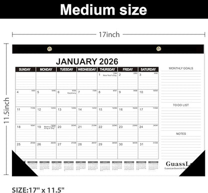 GuassLee Desk Calendar 2026, 3 Packs, 18 Months Calendar 17" × 11.5" Desk Calendar from Jan. 2026 to Jun. 2027 with Julian Date, To-do List, Notes, Monthly Goals, for Home School Office