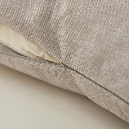 Sunday Praise Light Grey Throw Pillow Covers 20x20 Inch Set of 2 Soft Cozy Chenille Decorative Square Pillow Cases Farmhouse Accent Solid Neutral Cushion Covers for Couch Sofa Chair Bed Home Décor