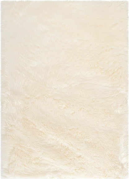 SAFAVIEH Faux Sheep Skin Collection 5' x 8' Ivory FSS235A Silken Glam 2.35-inch Thick Area Rug