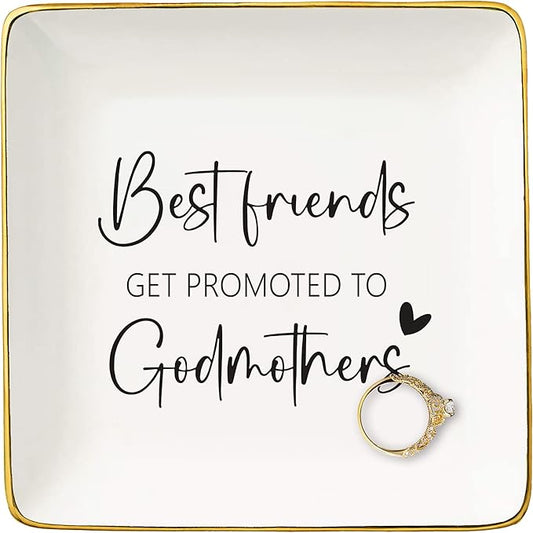 Godmother Appreciated Gift,First Time Godmother,Thank You Gift,Godmother Proposal Gift,Pregnancy Announcement Gift,Christening Gift,Baptism Gift,Christmas Gift-Jewelry Tray Trinket Holder Ring Dish