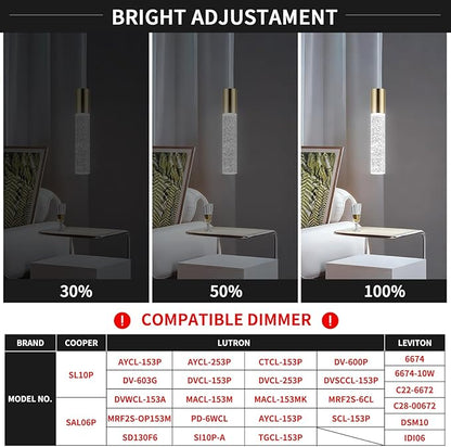 OKELI Modern Pendant Light, LED Bubble Crystal Kitchen Island Lights Fixtures,Mini Single Island Lights Pendant Lighting for Kitchen Island,Bar,6W,6000K,Gold