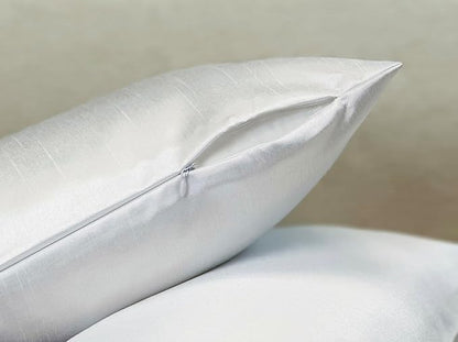 Aiking Home 12x24 Inches Faux Silk Rectangular Throw Pillow Cover, Zipper Closure, White (Set of 2)