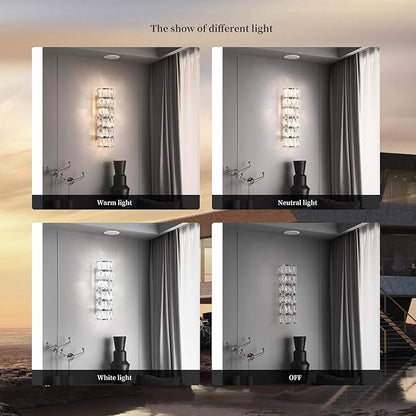 6 Layer Chrome Crystal Wall Sconce, Elegant Modern Luxury Light Fixture, Suitable for Bathroom, Stairway, Kitchen, Living Room, Bedroom, Hallway - 60W
