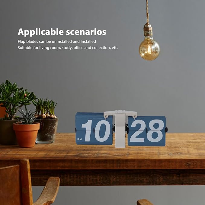Retro Flip Down Clock,Automatic Digital Clock Auto Pager Turning Clock Creative Desk Deco,Flip Clock for Home Office Digital Mechanical Desk Clock WTh Internal Gear (Silver Stand