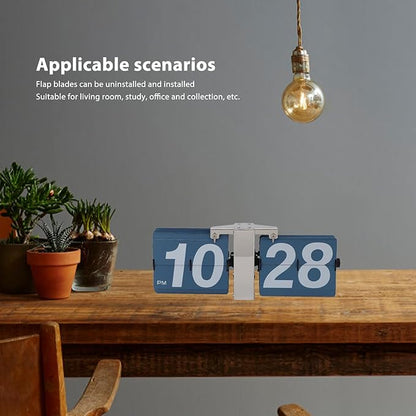 Retro Flip Down Clock,Automatic Digital Clock Auto Pager Turning Clock Creative Desk Deco,Flip Clock for Home Office Digital Mechanical Desk Clock WTh Internal Gear (Silver Stand