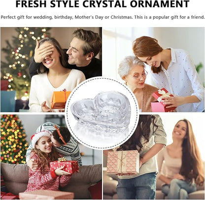 H&D HYALINE & DORA 5.1'' Crystal Jewelry Tray for Women, Heart Shaped Jewelry Plate Ring Dish, Clear Trinket Dish for Jewelry, Ring Dish for Birthday Friends Daily Family