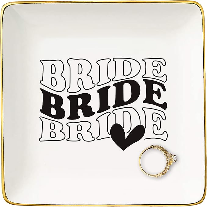 NZY Future Mrs.-Funny Engagement Gift for Bride-Bride to Be-Newly Engaged-Bridal Shower Gifts for Her-Bachelorette Party Gifts for Women-Wedding-Ceramic Jewelry Tray Trinket Holder Ring Dish