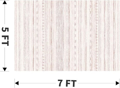 5x7 Pink Area Rugs for Living Room Machine Washable Rug Distressed Girls Nursery Rug Indoor Carpet Neutral Moroccan Boho Ultra Soft Area Rug for Bedroom Dining Room Playroom Office