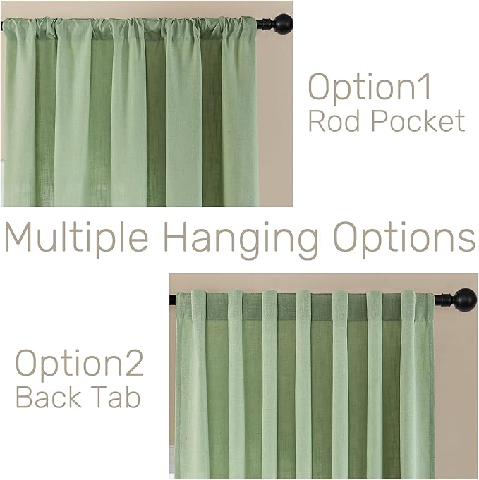 Joydeco Sage Green Curtains 84 Inch Length, Modern Farmhouse Panels for Living Room, Dining Room, Bedroom Aesthetic