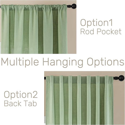 Joydeco Sage Green Curtains 84 Inch Length, Modern Farmhouse Panels for Living Room, Dining Room, Bedroom Aesthetic