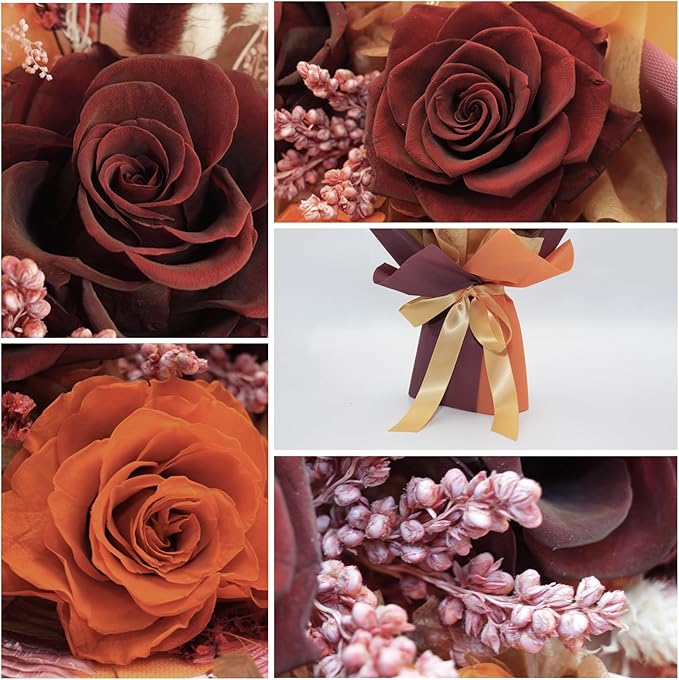 HUACHIPLUS Preserved Rose Bouquets: Fresh Flowers Bouquet- Romantic Gifts for Mom Wife Girlfriend Women-Flowers for Delivery Prime on Valentines Day Anniversary Mothers Day Birthday (Ancora Red)