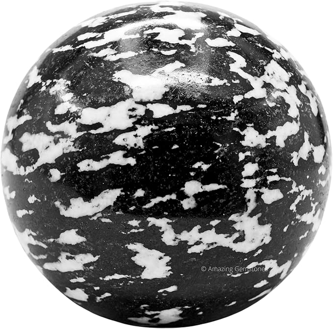 Amazing Gemstone Black & White Tourmaline Crystal Ball with Stand - 2.5" Inches Large Crystal Sphere Meditation Balls for Witchcraft and Decorative Balls