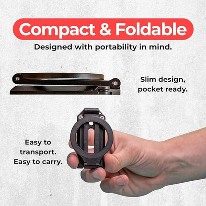 Cinder Stand - Magnetic Mini Tripod Stand – Foldable Magnetic Phone Holder with Adjustable Angle – Strong Magnetic Grip for iPhone 12/13/14/15, Vertical & Horizontal – Travel-Friendly