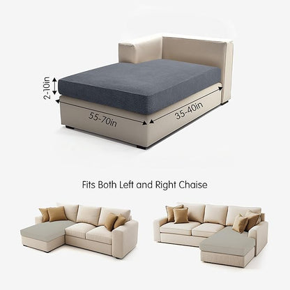 Hokway Stretch Chaise Cover Individual Couch Cushion Slipcovers Reversible Cushion Protector Slipcovers Sofa Cushion Protector Covers (Chaise Cover, Grey)