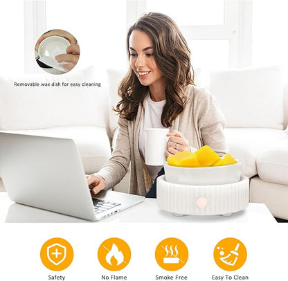 Wax Melt Warmer with 4 Timer & PTC Heating- Ceramic Fragrance 3-in-1 Oil Burner Electric Candle Wax Melter for Home Office Bedroom Fragrance, Home Décor and Gift Choice