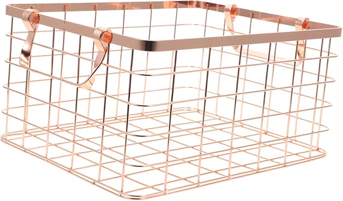 Wire Storage Basket with Handle Decorative Iron Fruit Holder for Snacks Vegetables and Home Organization Lightweight and Chic Design for Any Space