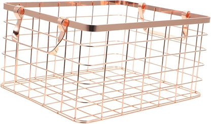 Wire Storage Basket with Handle Decorative Iron Fruit Holder for Snacks Vegetables and Home Organization Lightweight and Chic Design for Any Space