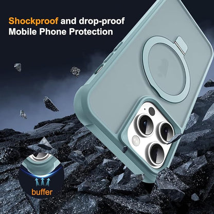 Compatible with iPhone 11 Pro Max Case with Invisible Magnetic O-Ring Stand Military-Grade Translucent Case for iPhone 11 ProMax 6.5" [Compatible with Mag-Safe][Great Grip Feeling], Blue