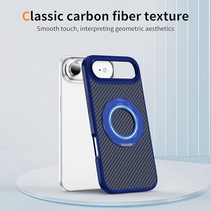 Mag-Stand Carbon Fiber Case for iPhone 17 Air, 360° Rotate Magnetic Stand, Compatible with MagSafe, 15FT Military Protection, Slim Shockproof Magnetic Kickstand Mag Phone Case for Men Women