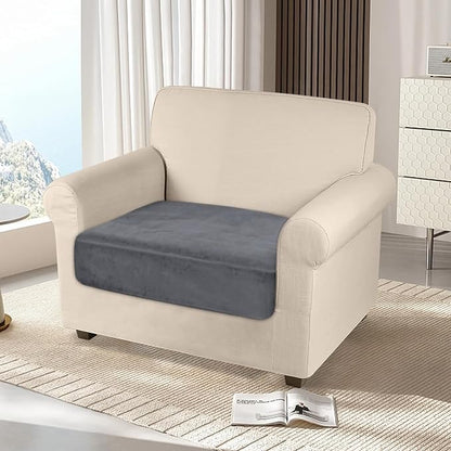 NAISI Couch Cushion Covers 1 Piece Velvet Stretch Sofa Seat Covers or Backrest Covers Soft Individual Couch Covers for Sectional Sofa(1 PC for Seat Cushion or Backrest,Dark Grey)