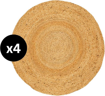 Eco Crave Jute Round Woven Placemats Set of 4, Natural 13 Inch Boho Farmhouse Rustic Hand Woven Place mat for Dining Table Decor, Wicker Chargers Heat Resistant Easy to Clean and Non-Slip Placemat