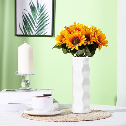 10 Pack Composite Plastic Flower Vases Bulk White Small Boho Floral Vases for Dried Flower Bouquet Pampas Grass Centerpieces Fall Wedding Party Living Room Decor(Stylish)