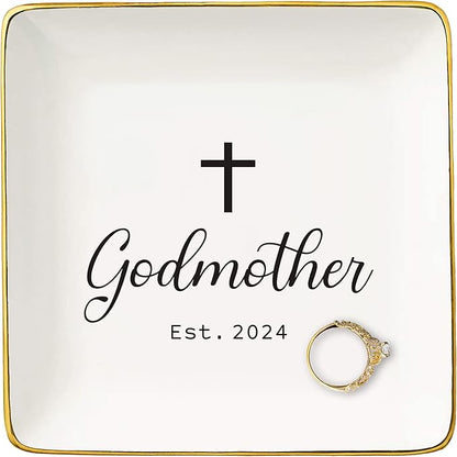 Godmother Appreciated Gift,First Time Godmother,Thank You Gift,Godmother Proposal Gift,Pregnancy Announcement Gift,Christening Gift,Baptism Gift,Christmas Gift-Jewelry Tray Trinket Holder Ring Dish